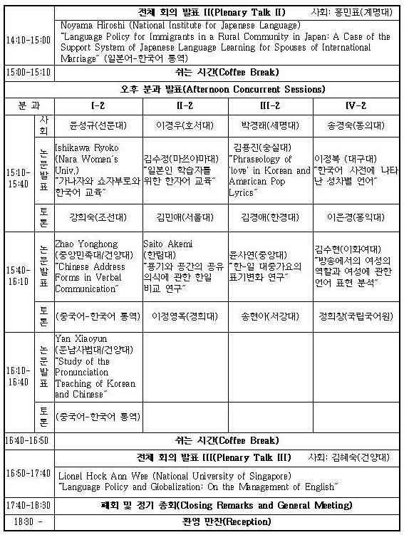 2006 공동국제학술대회 프로그램의 일정표